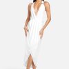 Asymmetrical Halter Neck Slinky Dress