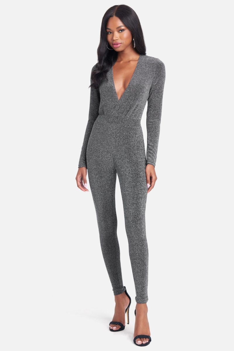 Plunge Neck Sparkle Catsuit