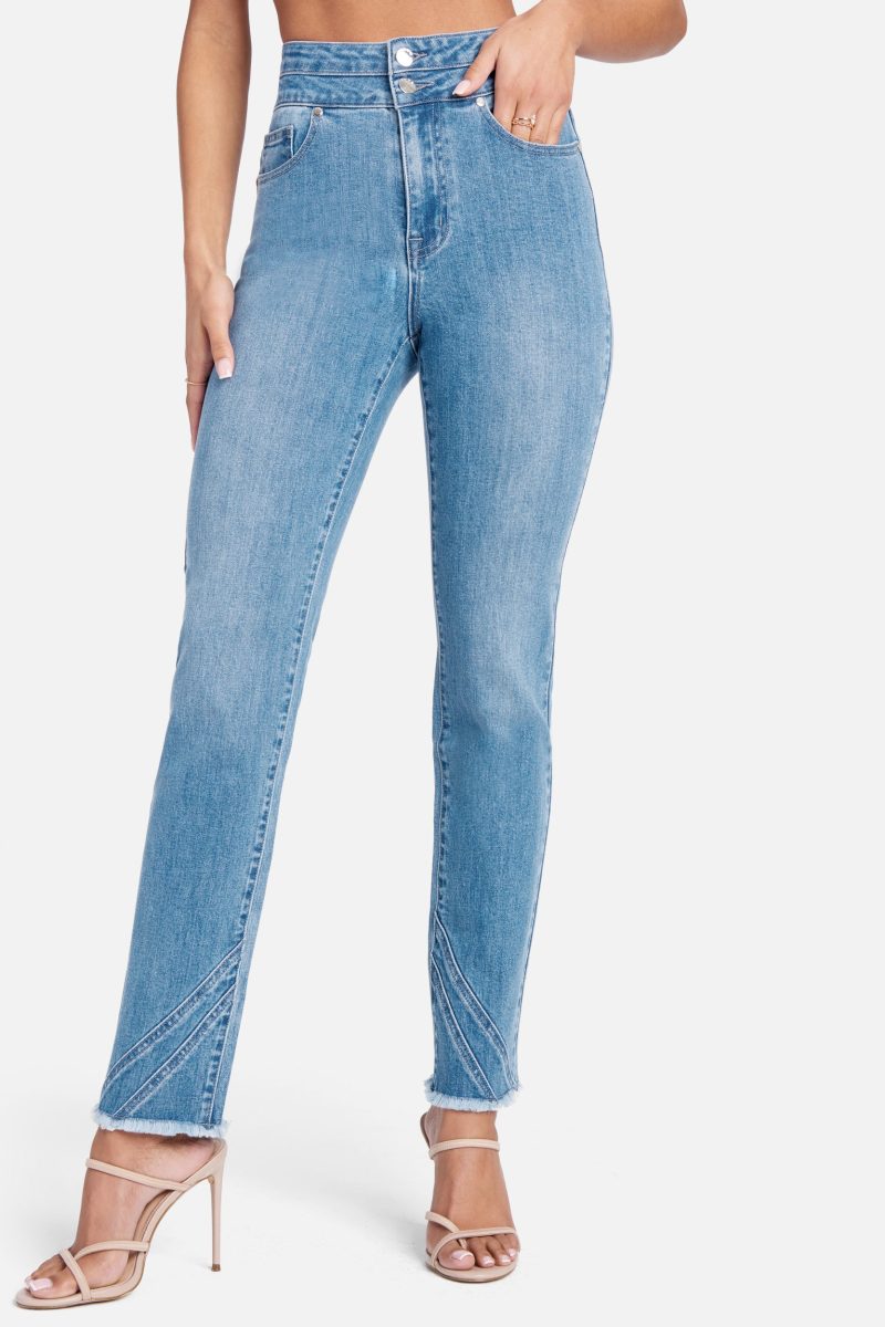 High Waist Seam Detail Slim Leg Jeans