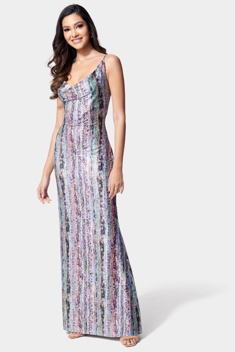 Printed Lurex Knit Gown