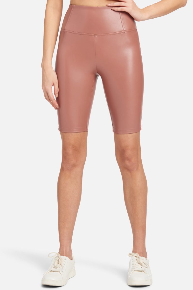 High Waist Vegan Leather Biker Short