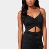 Front Keyhole Ruched Knit Bodysuit