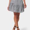 Mini Gingham Front Ruching Flutter Skirt