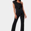 Knit Crepe Cascade Wide Leg Jumpsuit