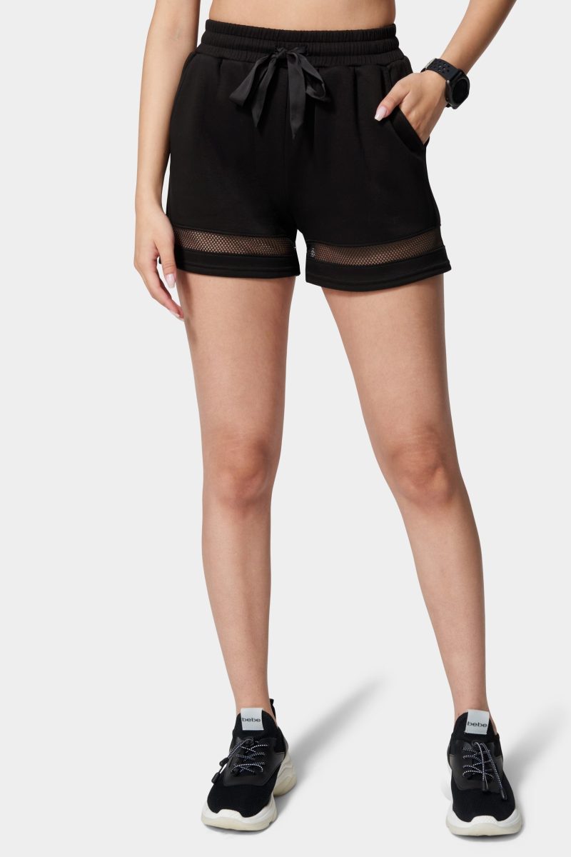 Bebe Logo Mesh Inserts Scuba Shorts