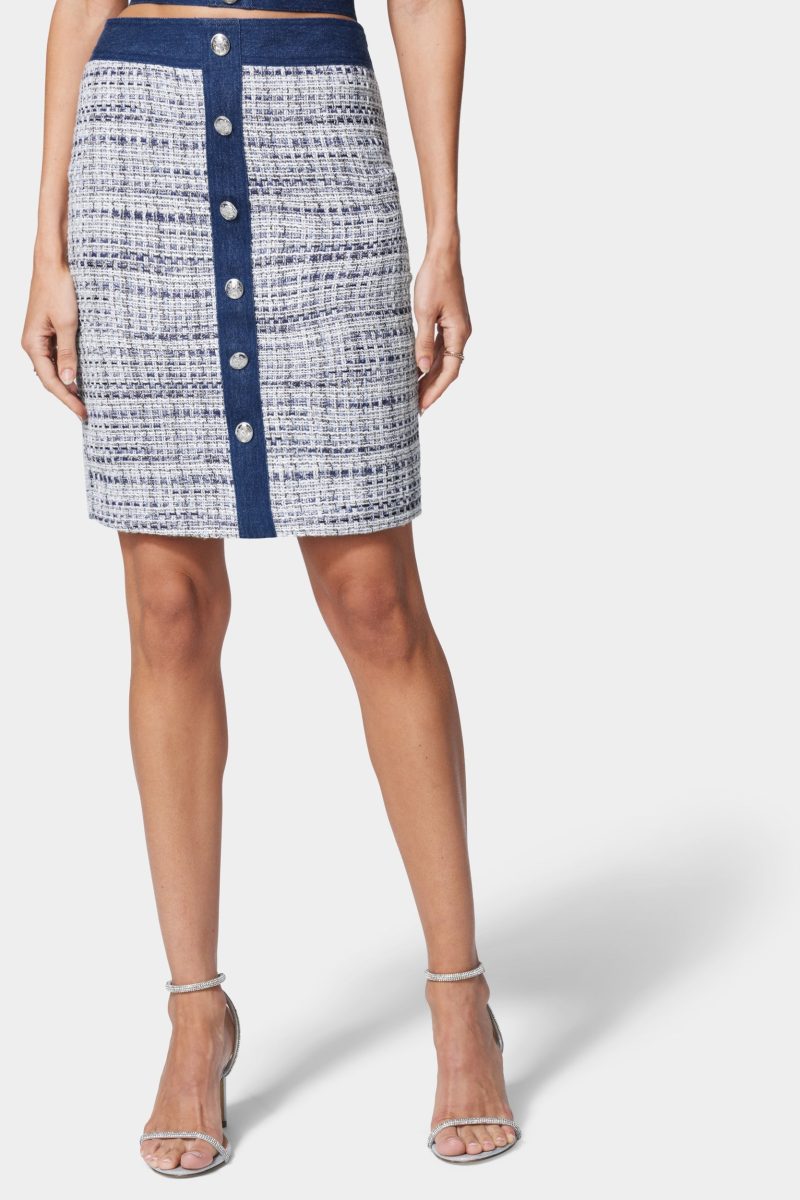 Tweed & Denim Tailored Skirt