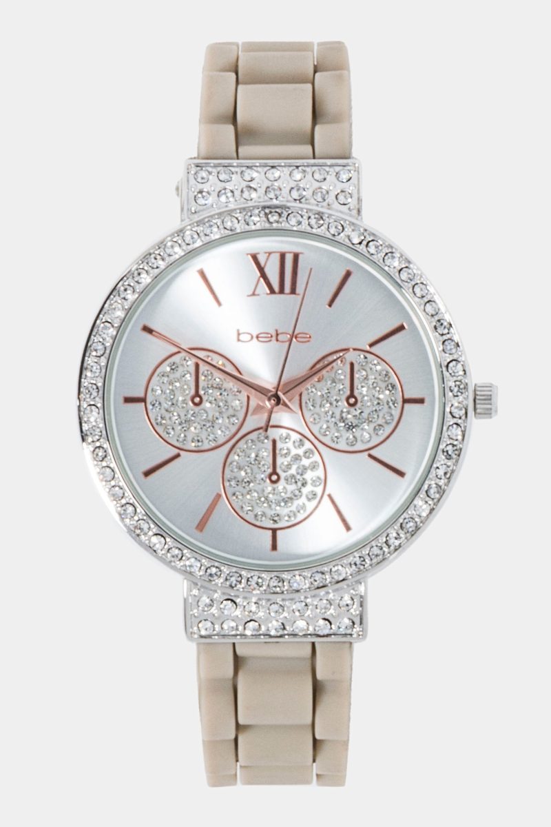 Taupe Crystal Bezel Roman Numeral Watch