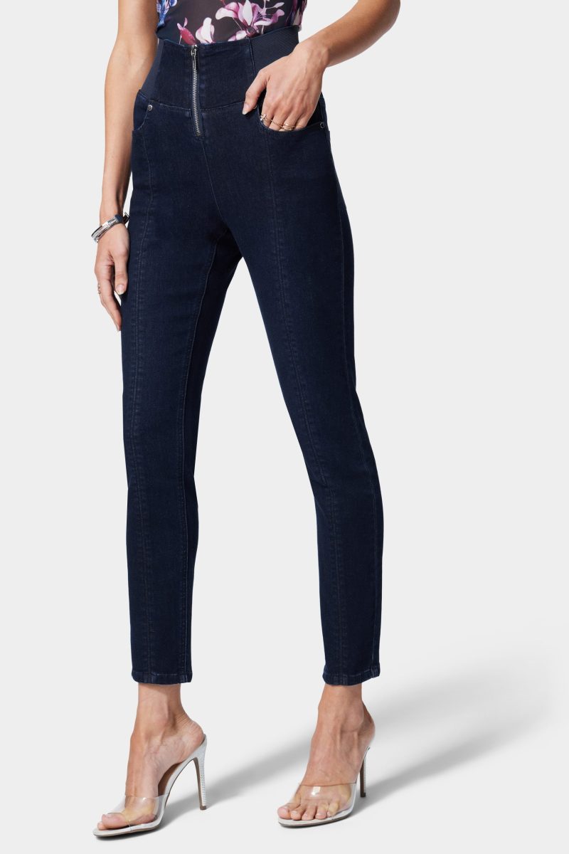Zip Front Elastic Skinny Jean