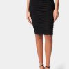 Ruched Mesh Midi Skirt