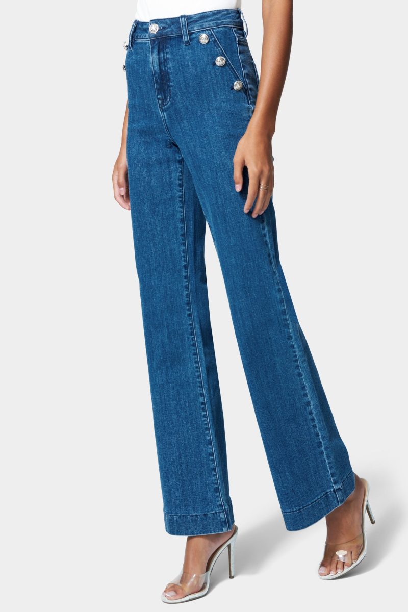 Wide Leg Button Detail Jean