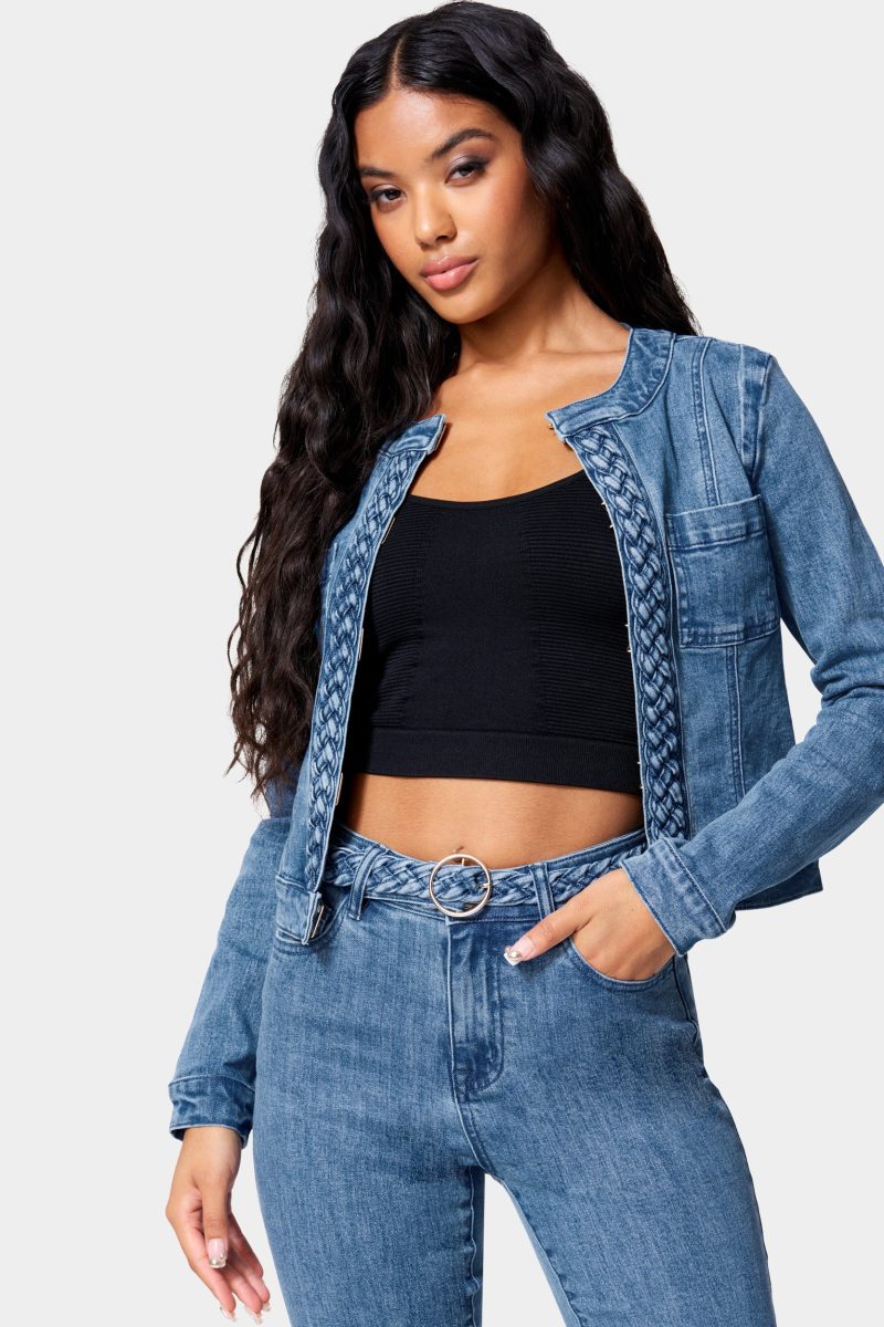 Braided Trim Denim Jacket