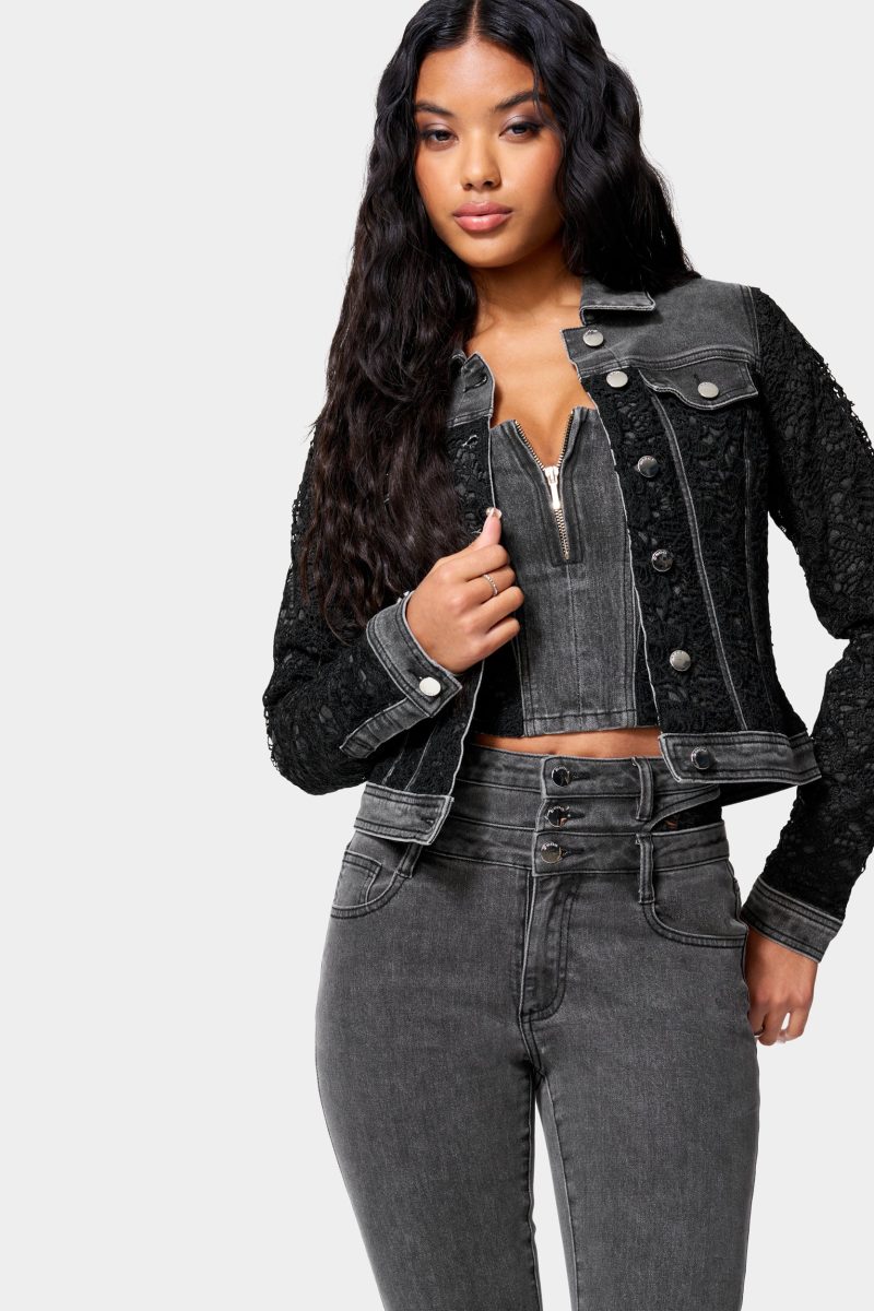 Lace Combo Denim Jacket