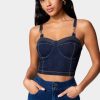 Buckle Strap Denim Bustier