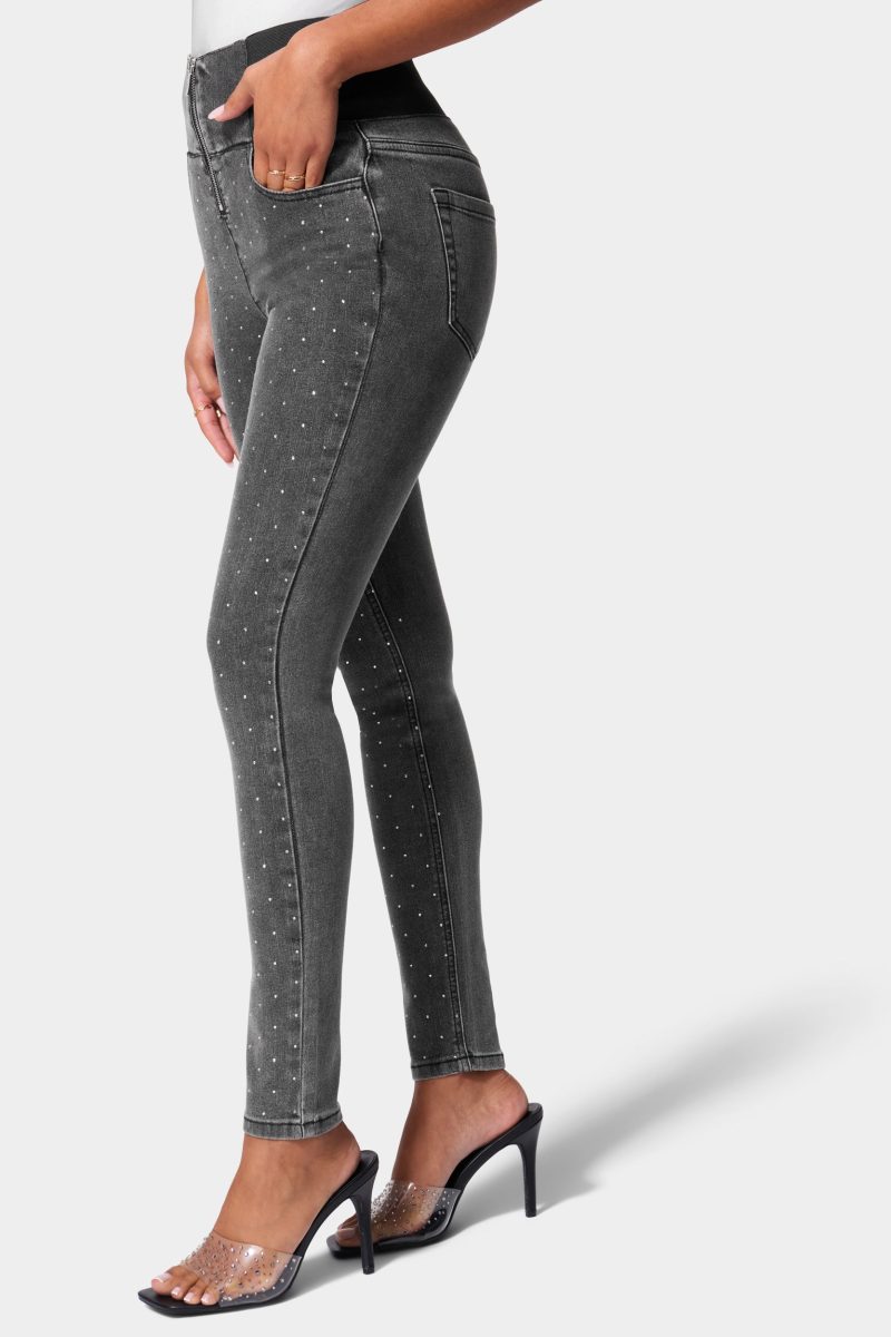 Embellished Elastic Waist Skinny Jean