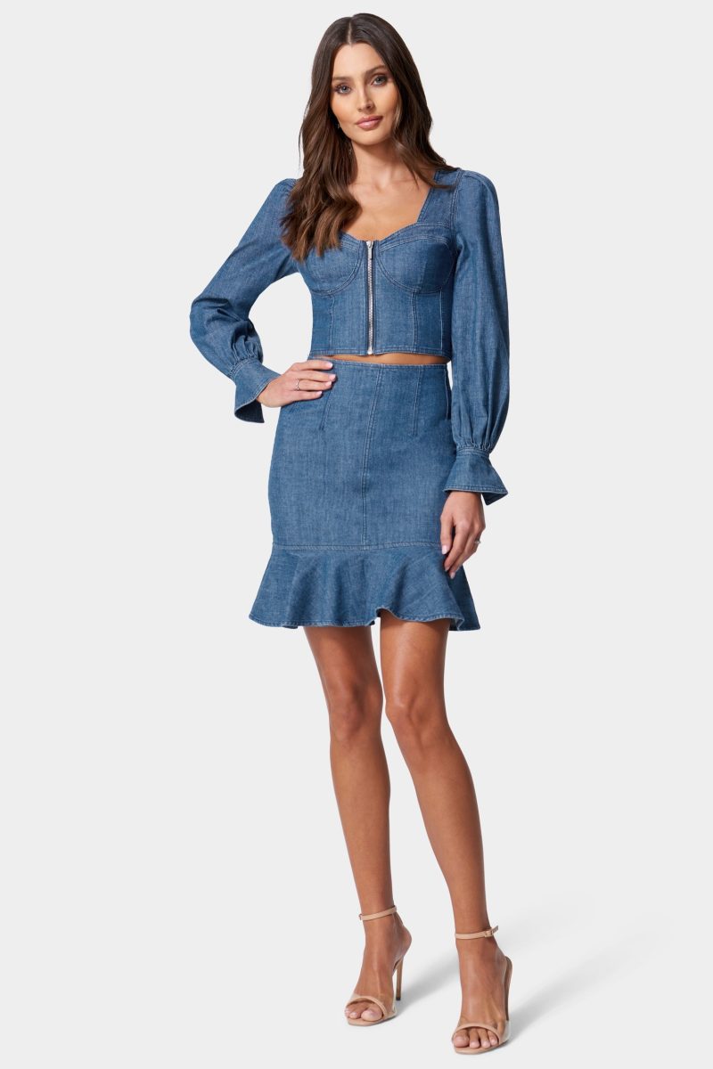 Long Sleeve Denim Bustier