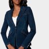 Eyelet Trim Tailored Denim Jacket