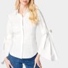 Button Down Bell Sleeve Poplin Blouse