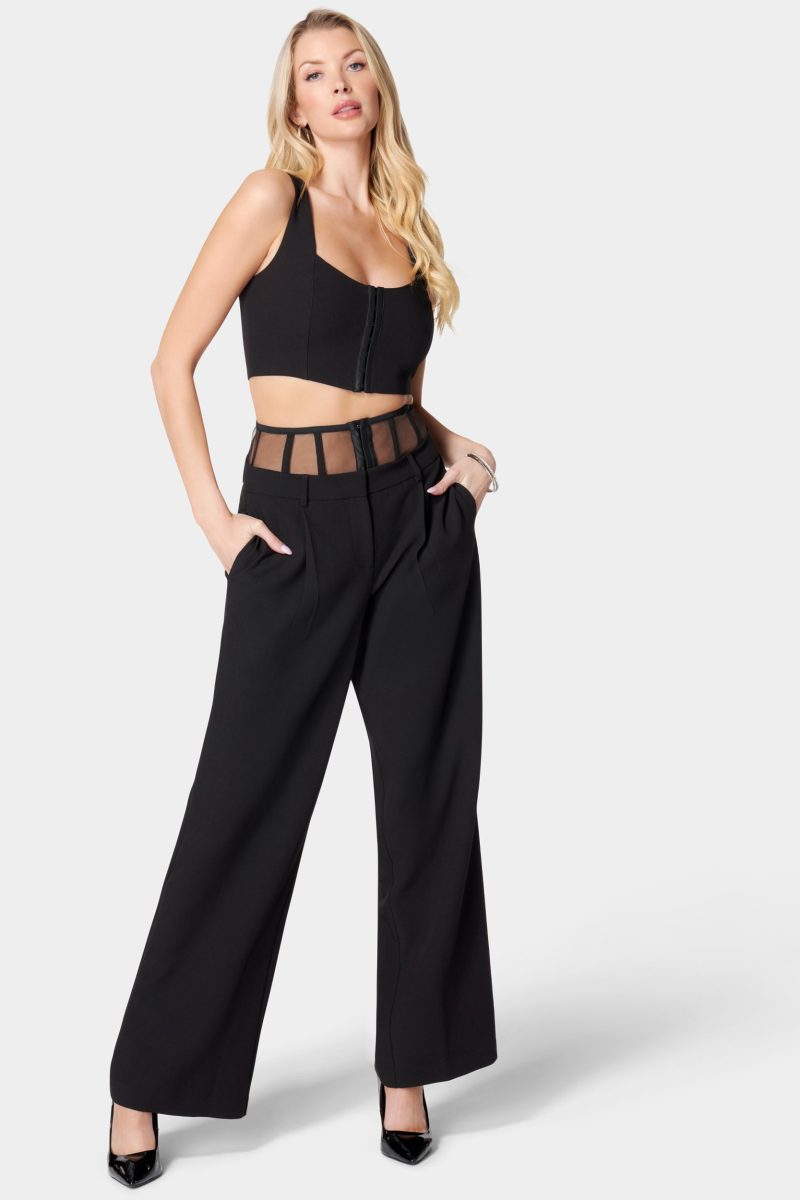 High Waist Corset Illusion Wide Leg Pant