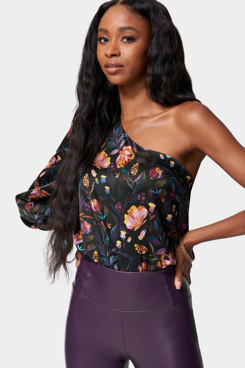 Satin Balloon Sleeve Bodysuit