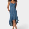 Sweetheart Neck Trumpet Denim Dress