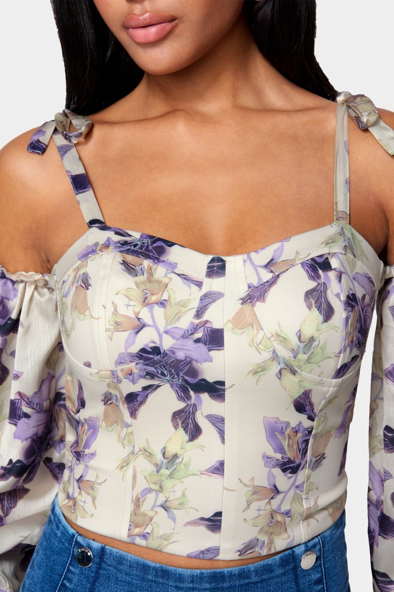 Detachable Sleeve Bustier Top