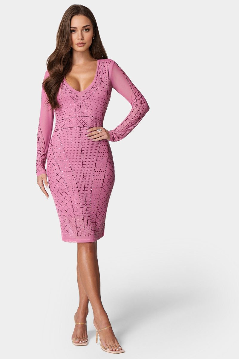 Crystal Mesh Midi Dress