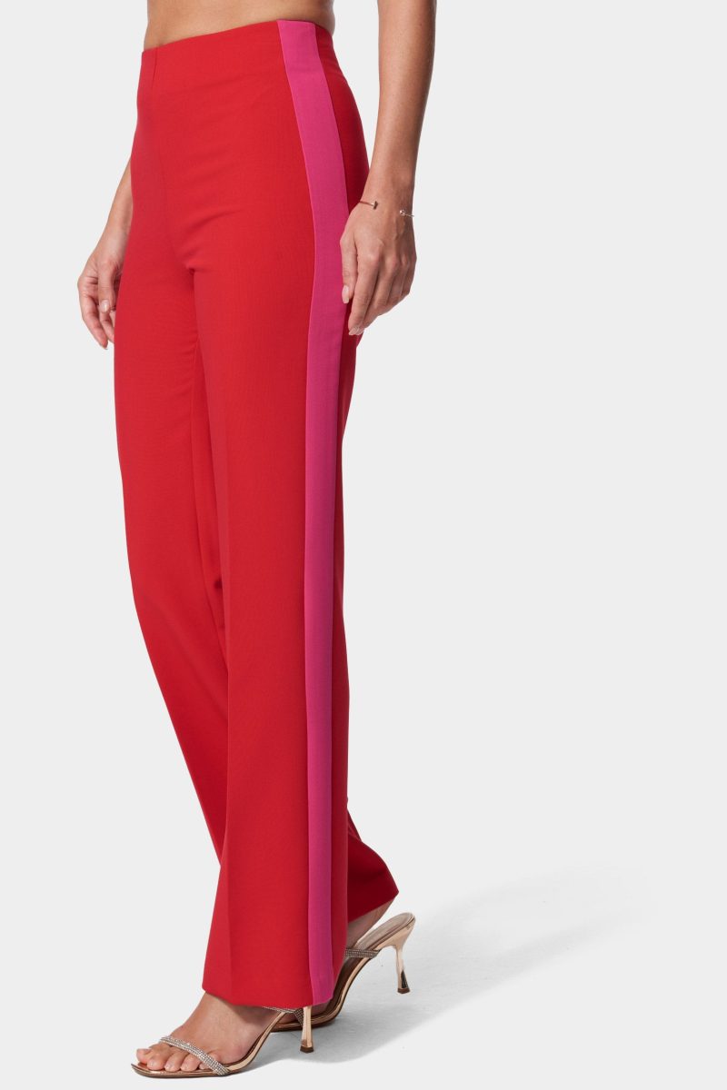 High Waist Wide Leg Contrast Trim Pant