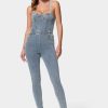 Denim Corset Top Skinny Leg Jumpsuit