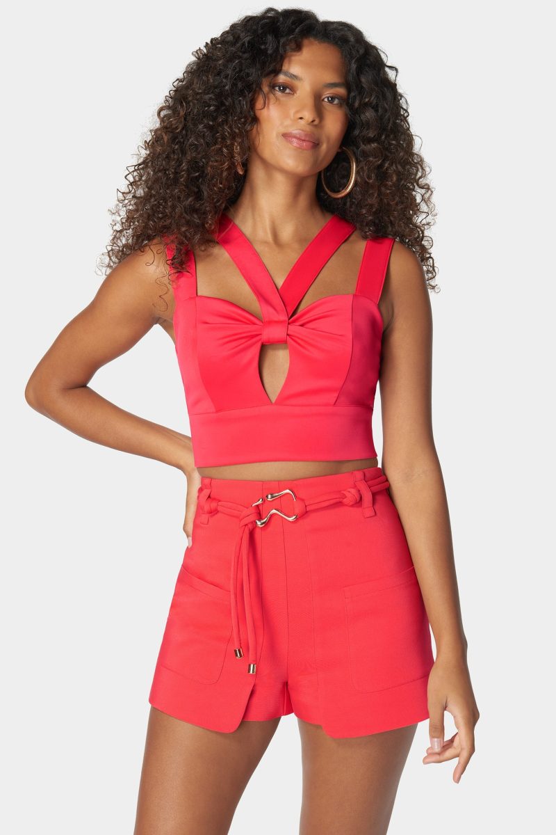 Sleeveless Front Keyhole Multi Strap Knit Top