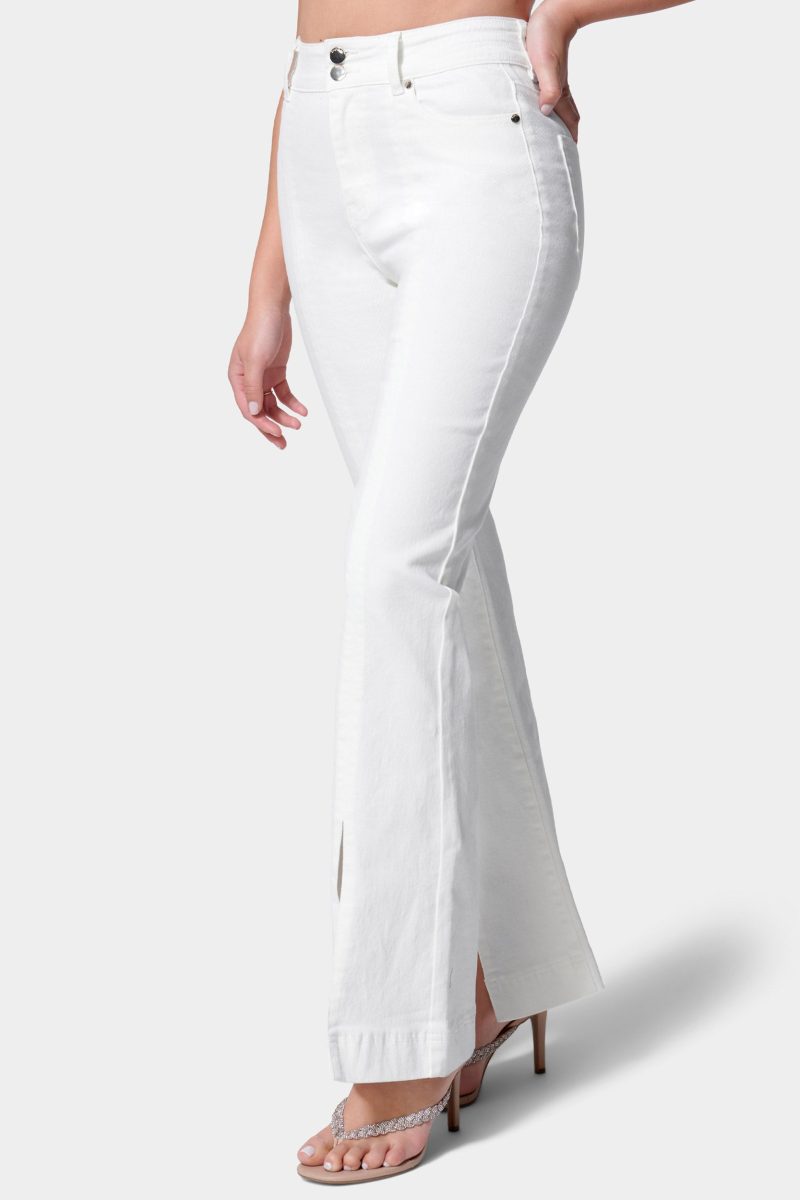 High Waist Front Slit Wide Leg Jeans