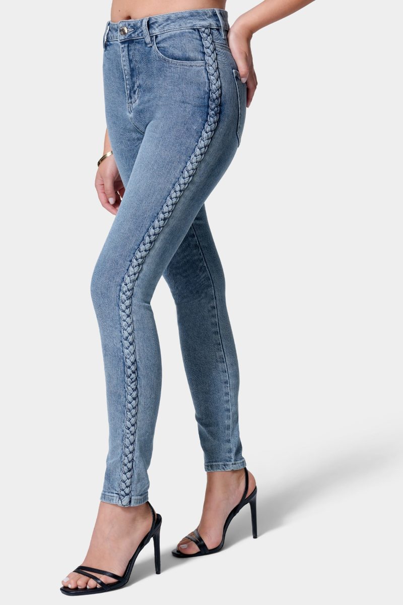 High Waist Side Taping Skinny Jeans