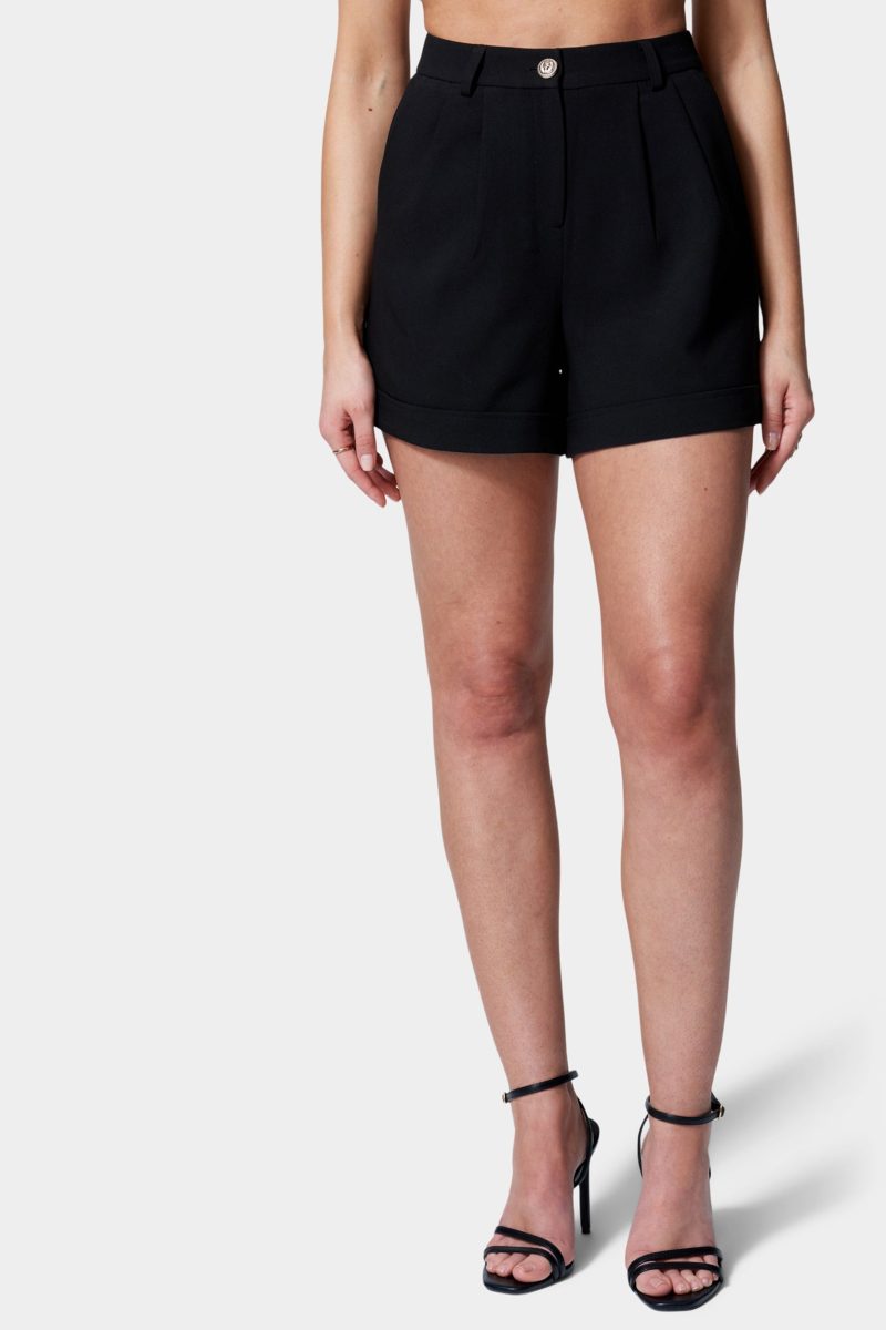 High Waist Woven Twill Short