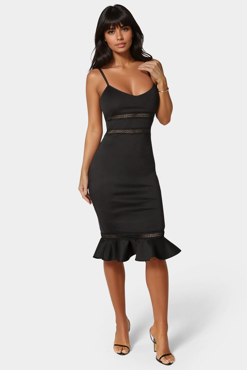 Lace Trim Flounce Dress