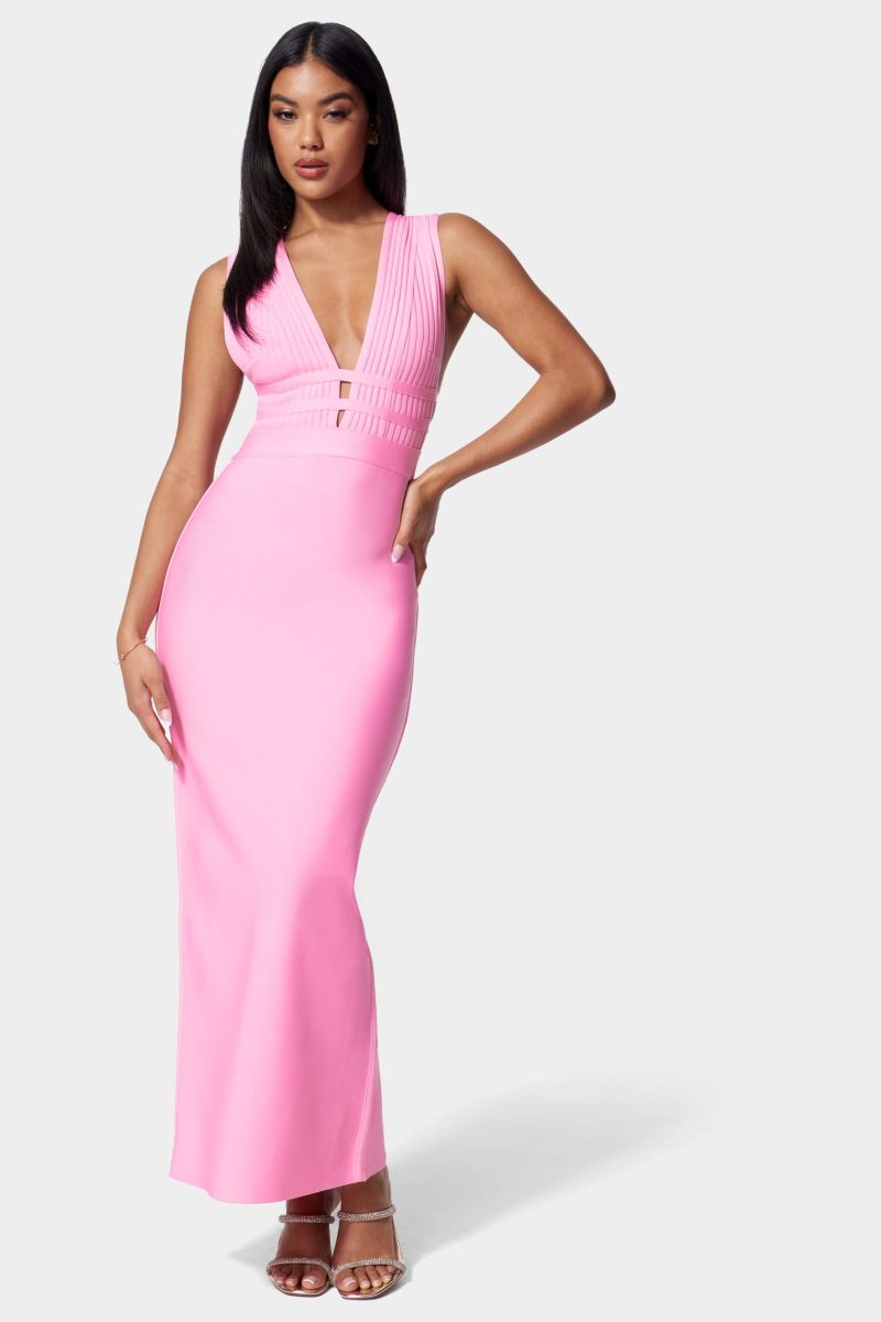 Luxe Bandage Plunge Neck Gown