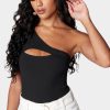 Cutout Asymmetric One Shoulder Bodysuit
