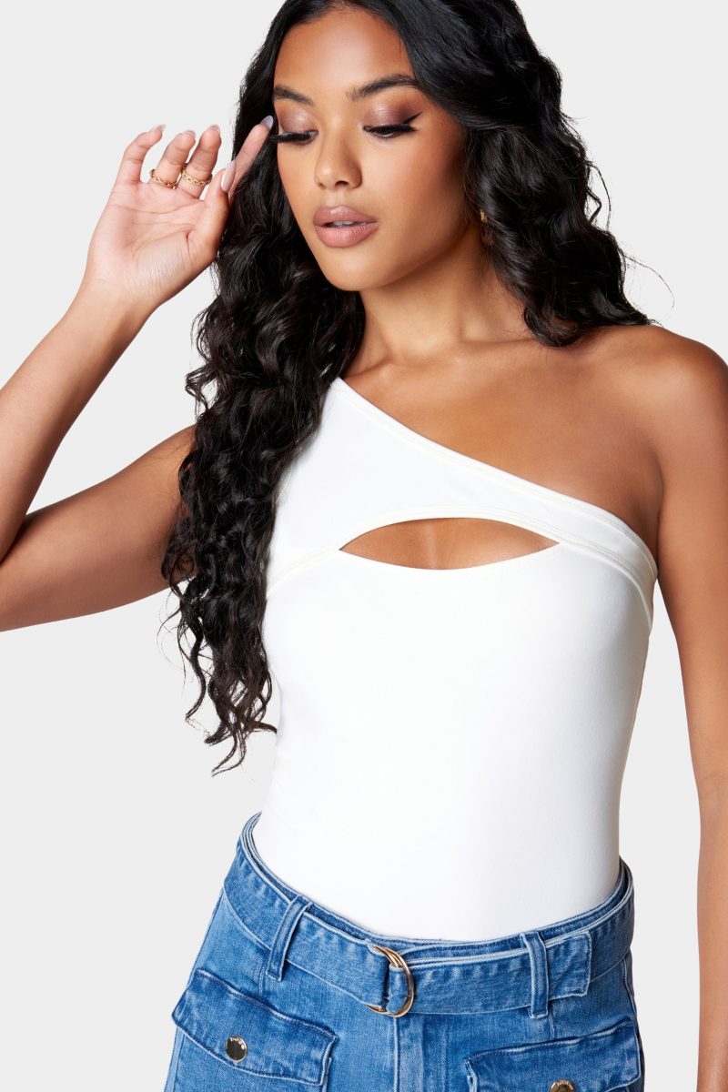 Cutout Asymmetric One Shoulder Bodysuit
