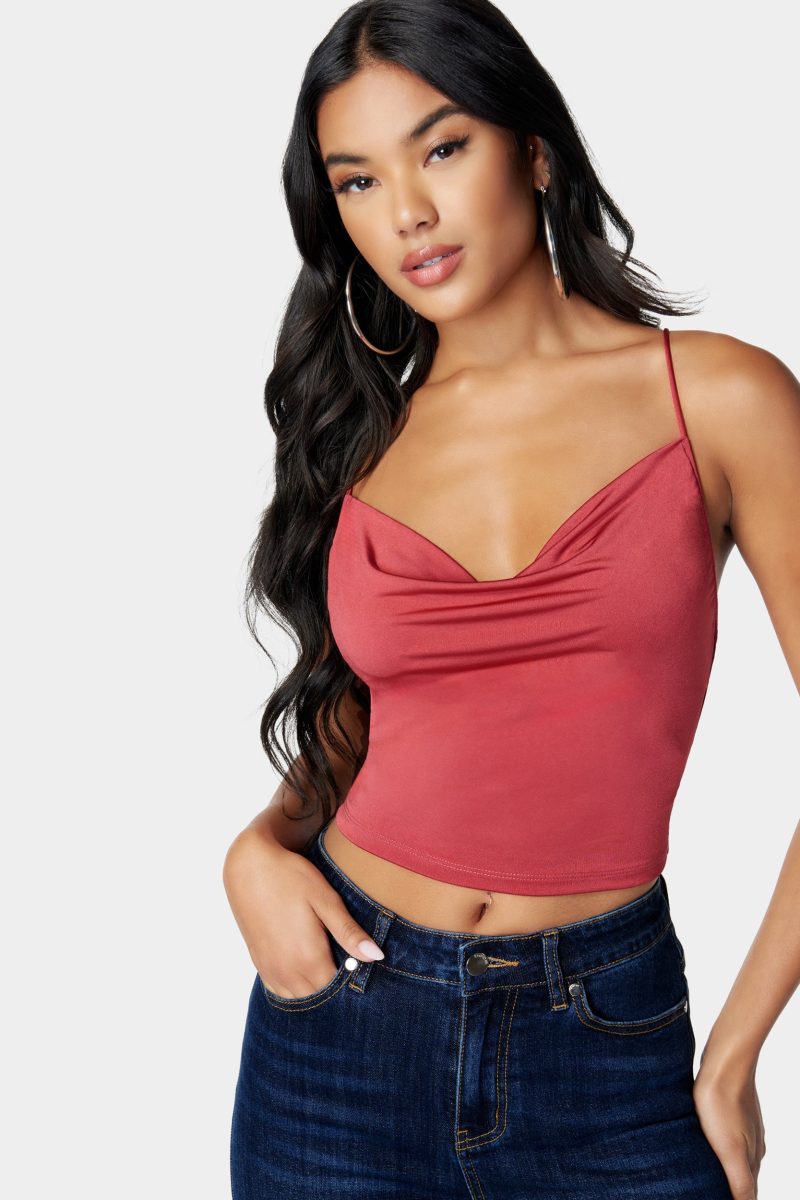 Drape Neck Criss Cross Back Top