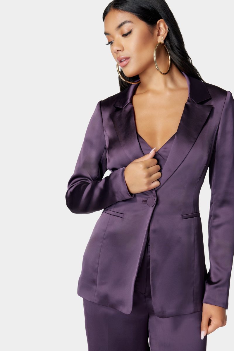 Satin One Button Tailored Jacket