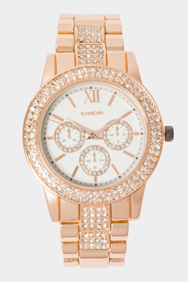 Silver Dial Crystal Bezel Watch