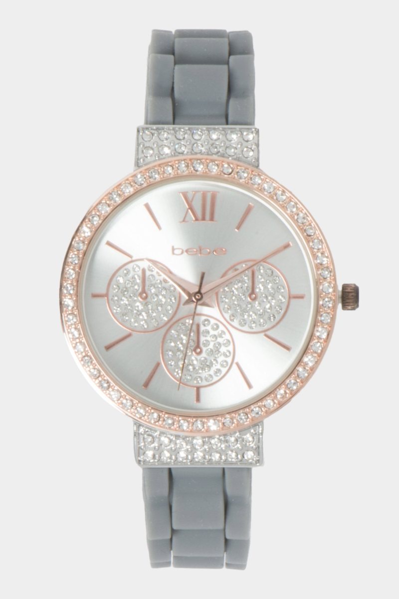 Silver Dial Crystal Bezel Watch