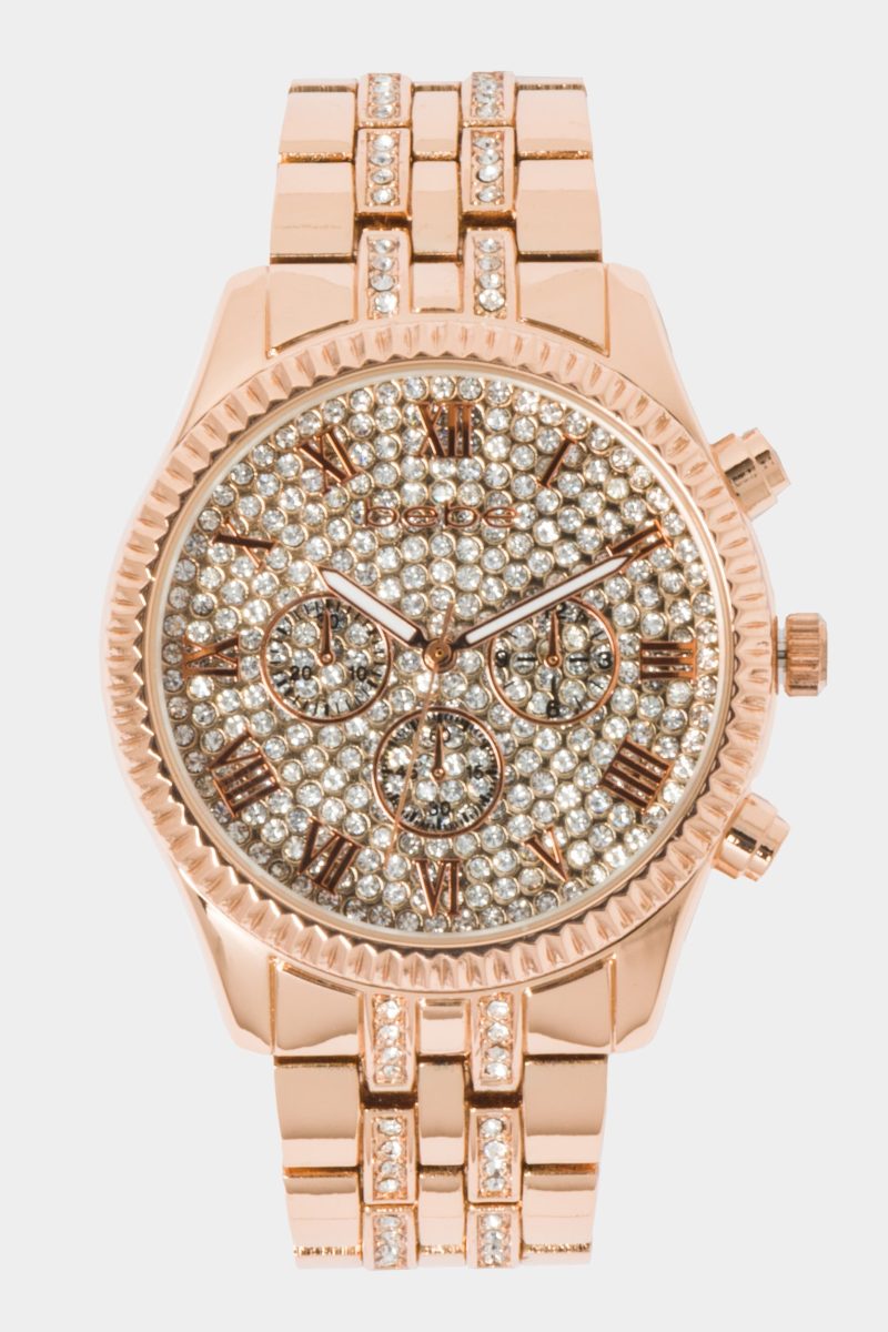 Full Pave Crystal Dial Coin Edge Bezel Watch