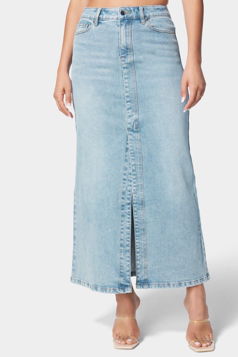 5 Pockets Denim Column Skirt