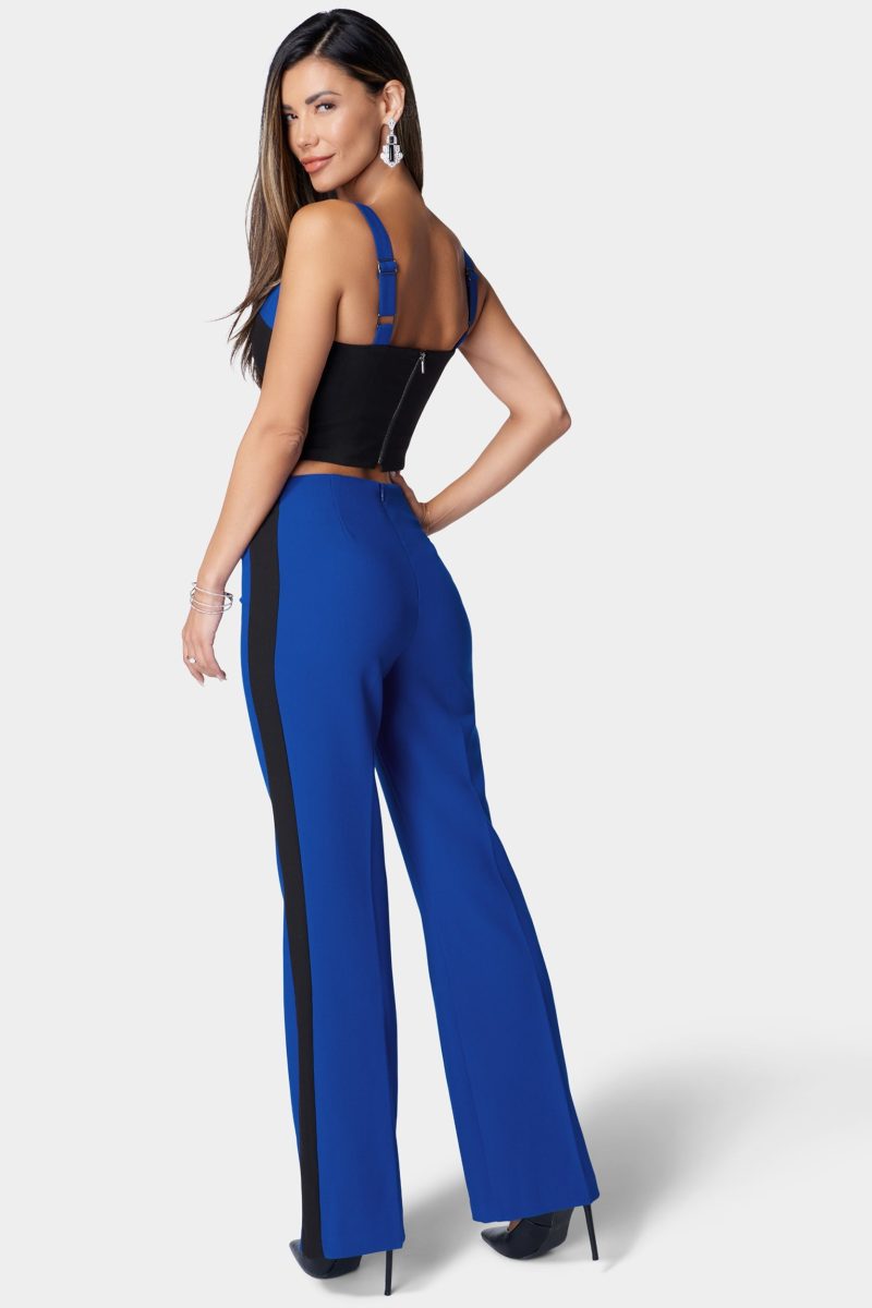 Tailored High Waist Wide Leg Contrast Pant