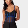 Contrast Trim Mesh Illusion Bodysuit