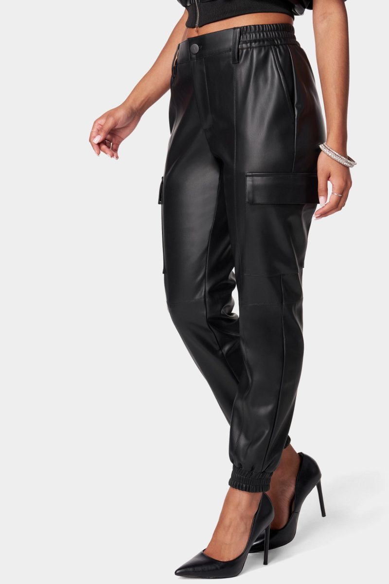 Vegan Leather Cargo Pocket Jogger