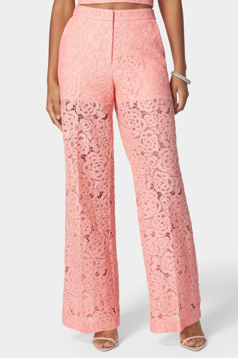 High Waist Wide Leg Lace Pant
