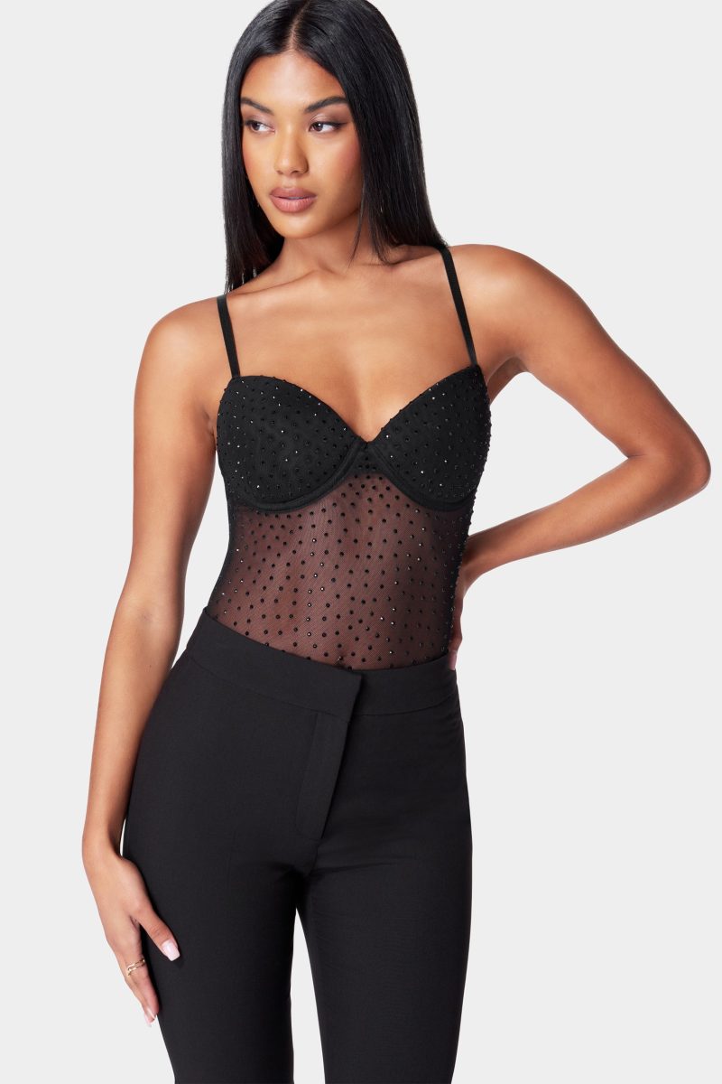 Rhinestone Mesh Bodysuit