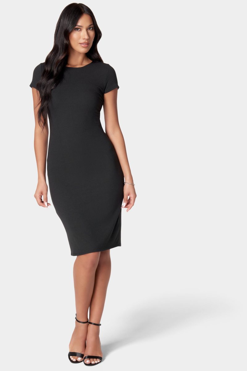 Short Sleeve Midi Rib T-Shirt Dress