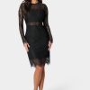 Bandeau Scallop Lace Pencil Dress