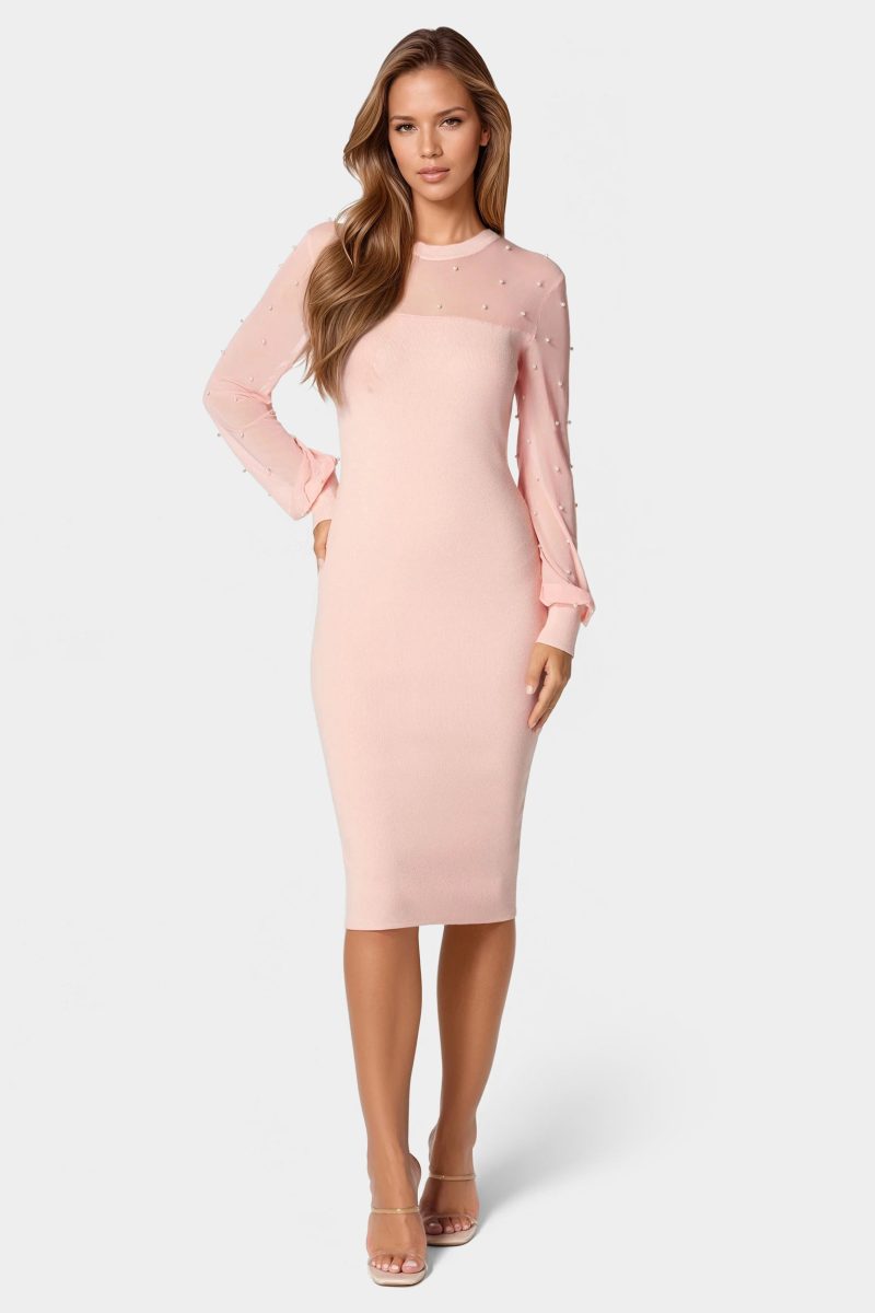 Pearl Mesh Midi Sweater Dress
